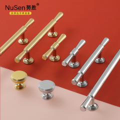 黃銅拉手法式衣櫃門抽屜櫥櫃金色實心柜子純銅鍍鉻亮銀色長把手