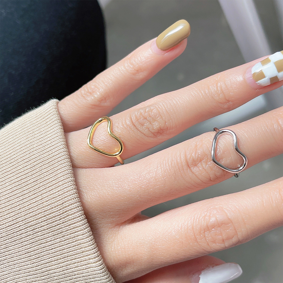 Fashion Heart Shape Copper Rings 1 Piece