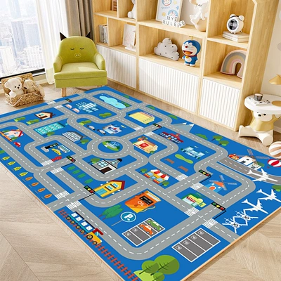 Avtomobil döşəmə paspasları | Play Bedroom Floor Mat - dream-micro-city-5-super-soft-anti-slip-crystal-cloud-velvet-80120cmentrance-size