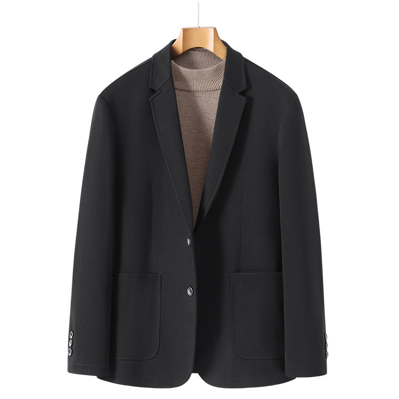 Autumn and Winter new suit light mature men's single-breasted casual suit cardigan light business quality men's jacket knitted single