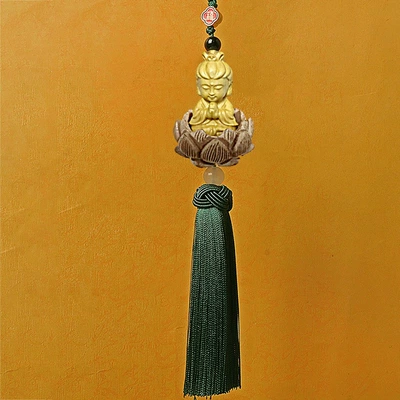 Foyou car interior hanging: Car hanging - single-tassel-guanyin-green