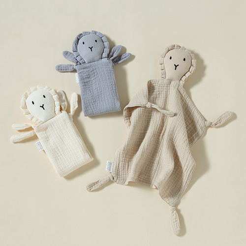Baby comfort towel plush toy baby holding sleep doll doll to coax sleep artifact can be chewed into the mouth hand puppet