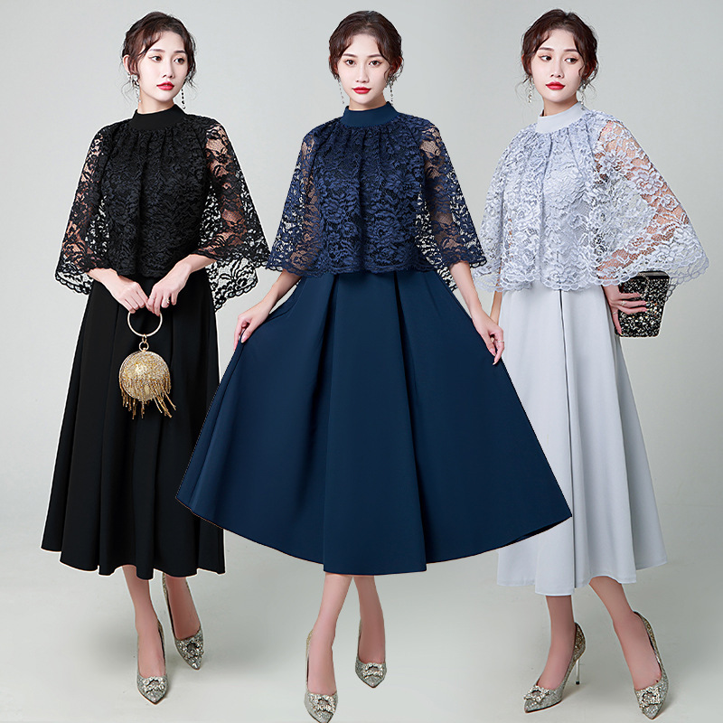chinese dress ladies European blue lace dress women's summer dopamine high-end niche temper –  Lee Nhi Boutique