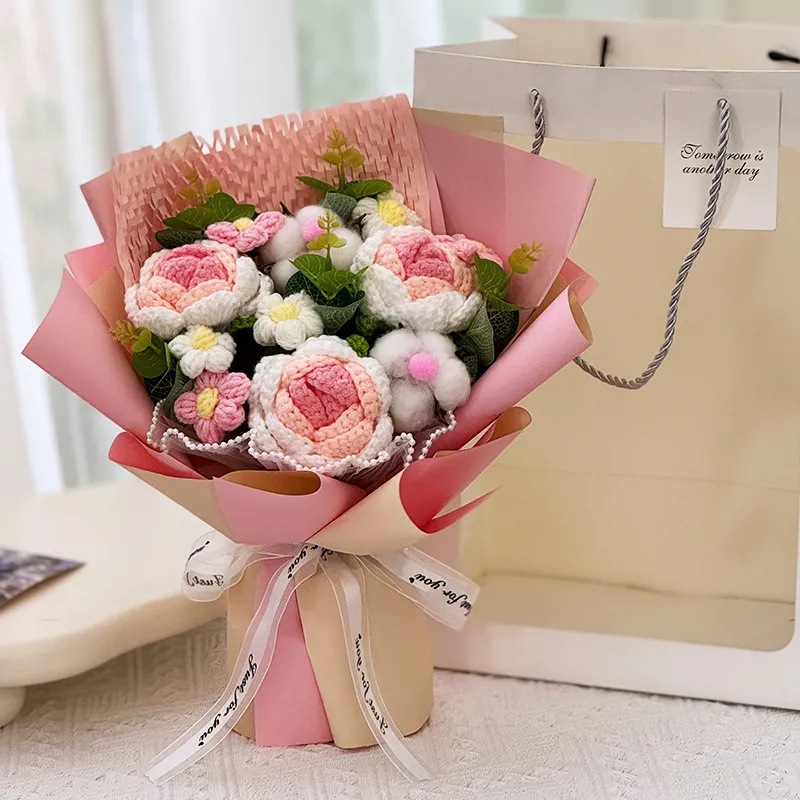 Bolsa de regalo de lámpara rosa tejida