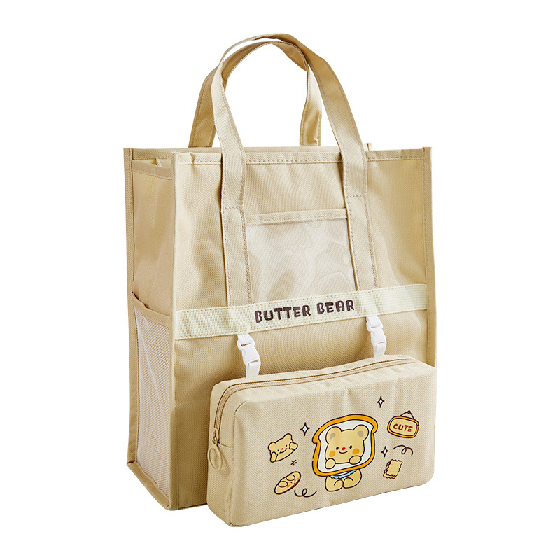 Bolsa de estudio de dibujos animados para estudiantes de primaria, bolsa de escritorio extraíble de gran capacidad para niñas, bolsa de mano de almacenamiento de tareas