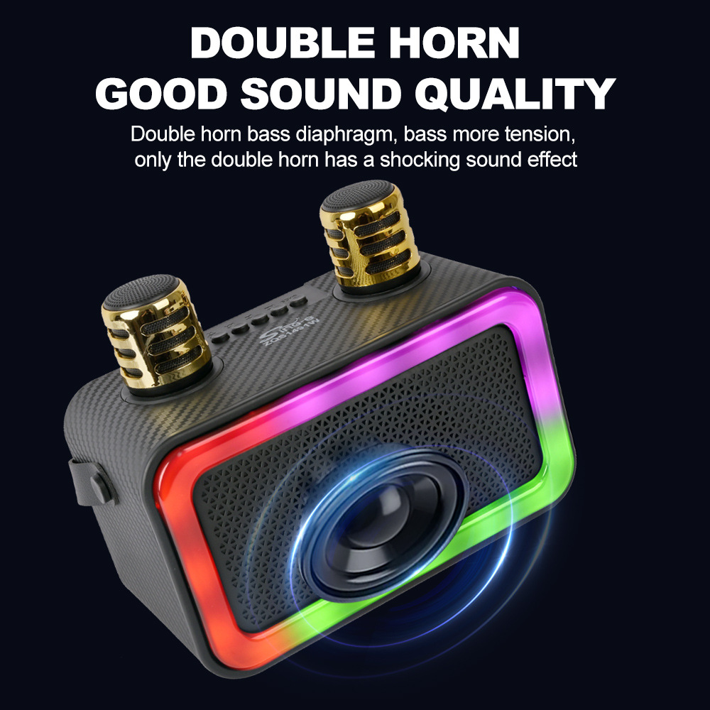 Enceinte Bluetooth sans fil Sing-e ZQS1491W, enceinte karaoké d'extérieur, double microphone, appareil tout-en-un portable_voghion.com