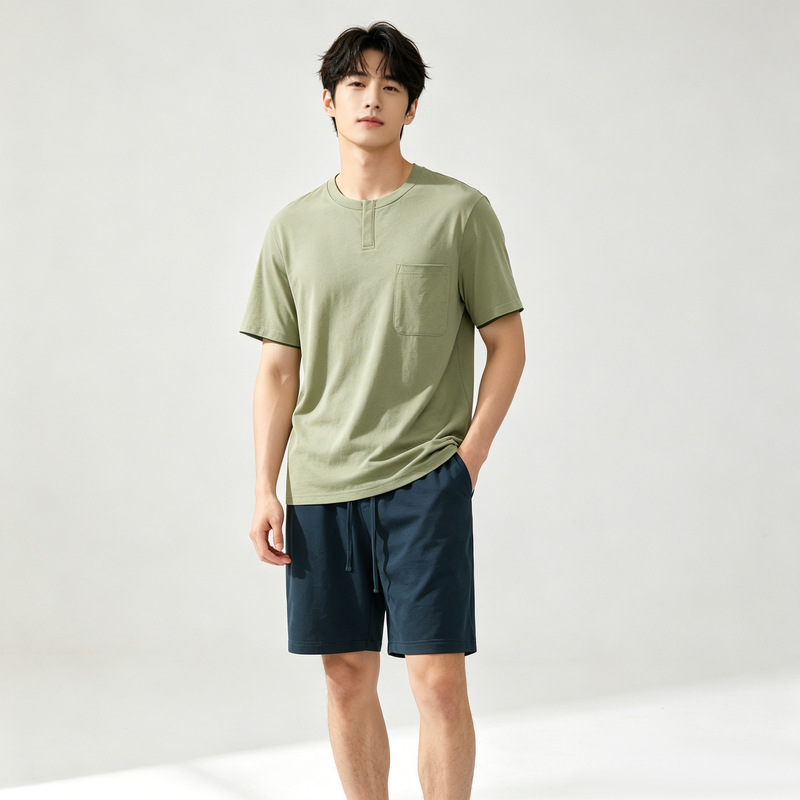 [Multiple Styles for Men at Special Prices] Cotton Pajamas for Men, Summer Short-Sleeved Shorts, Round Neck, Breathable Home Wear, Can Be Worn Outside