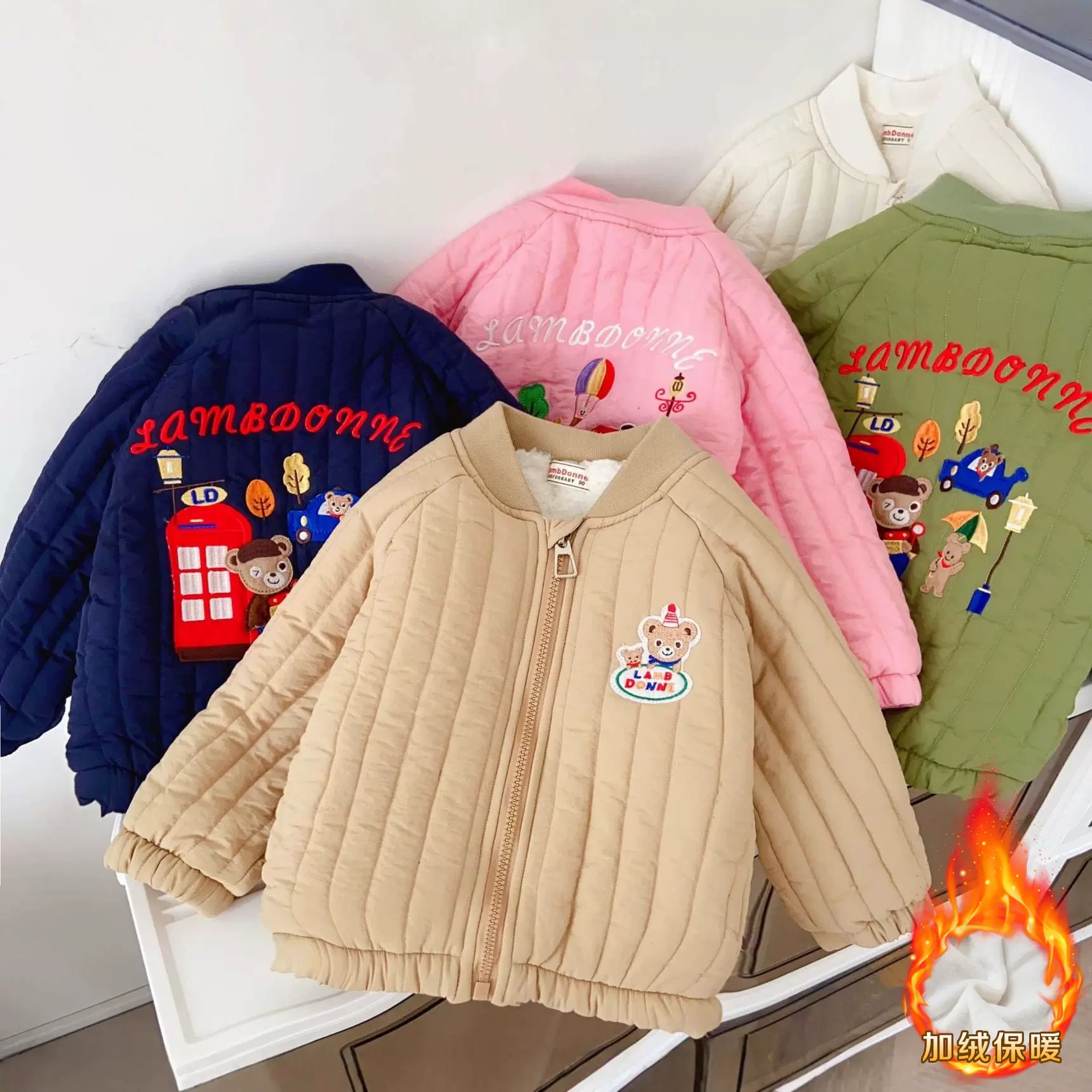男童棉服加绒加厚棒球保暖夹克男童女童棉服宝宝上衣外套童装批发