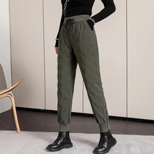 2021年秋冬新款棉裤女外穿显瘦加厚加绒运动工装束脚哈伦棉裤