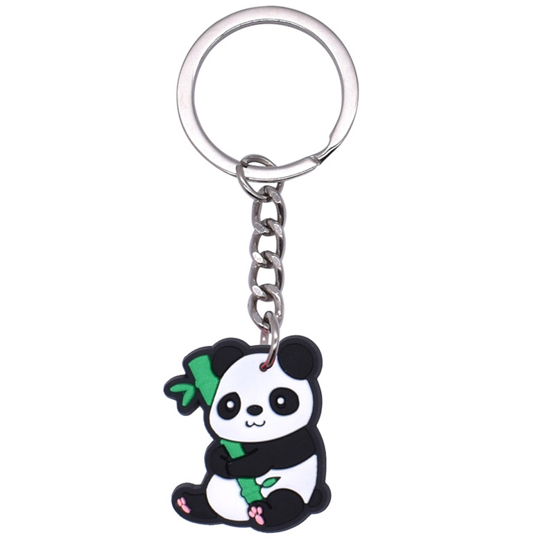 パンダのアニメのキーホルダーの部品のPVCの柔らかいゴムのキーホルダーの包みのペンダントのかわいい小さい贈り物のメーカーは卸売りします。|undefined