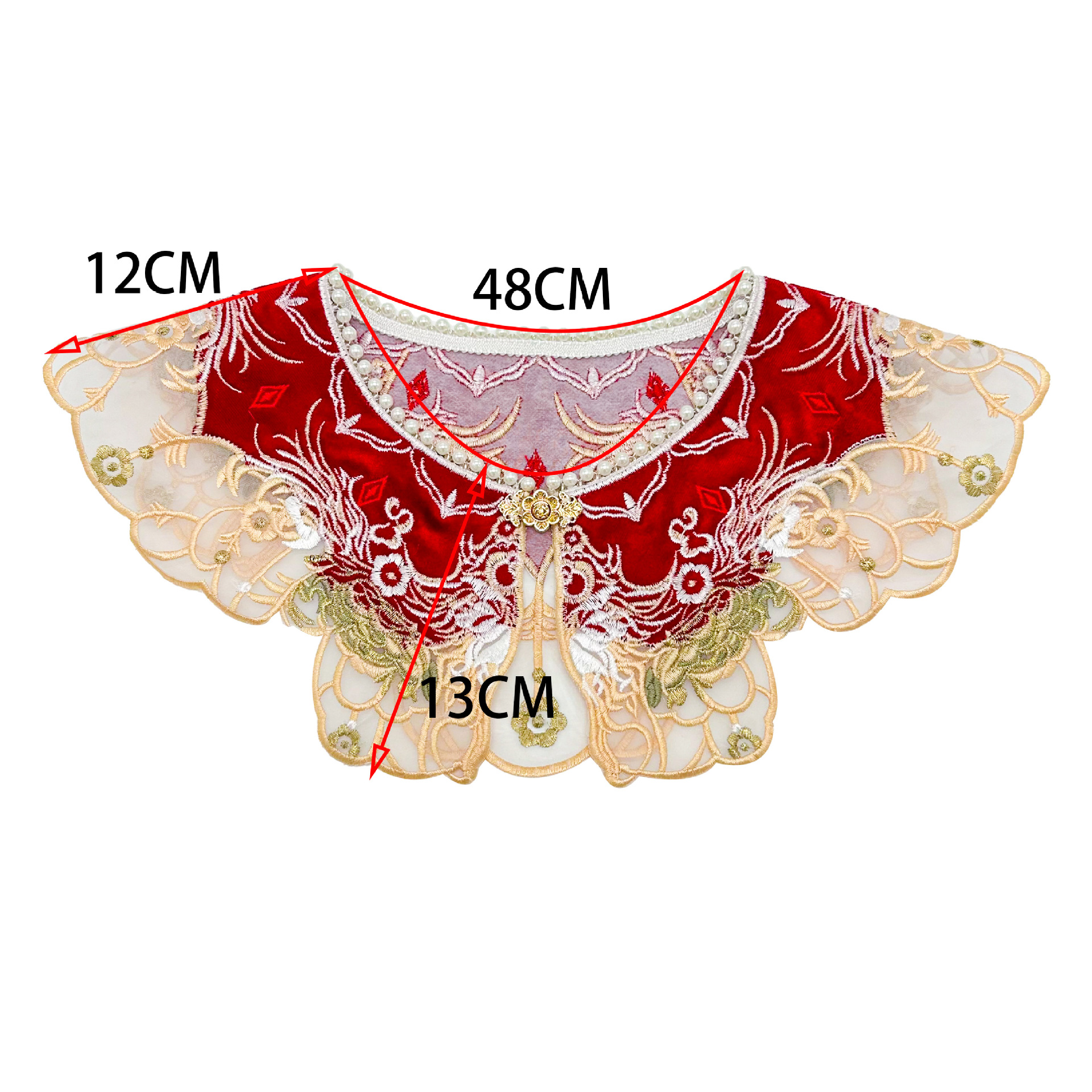 Capa de hombro con estampado de nubes de estilo antiguo, falda roja mamian con borlas de perlas de estilo chino, muy vendida, Hanfu para mujeres y niños, combinada con un cuello falso. image 5