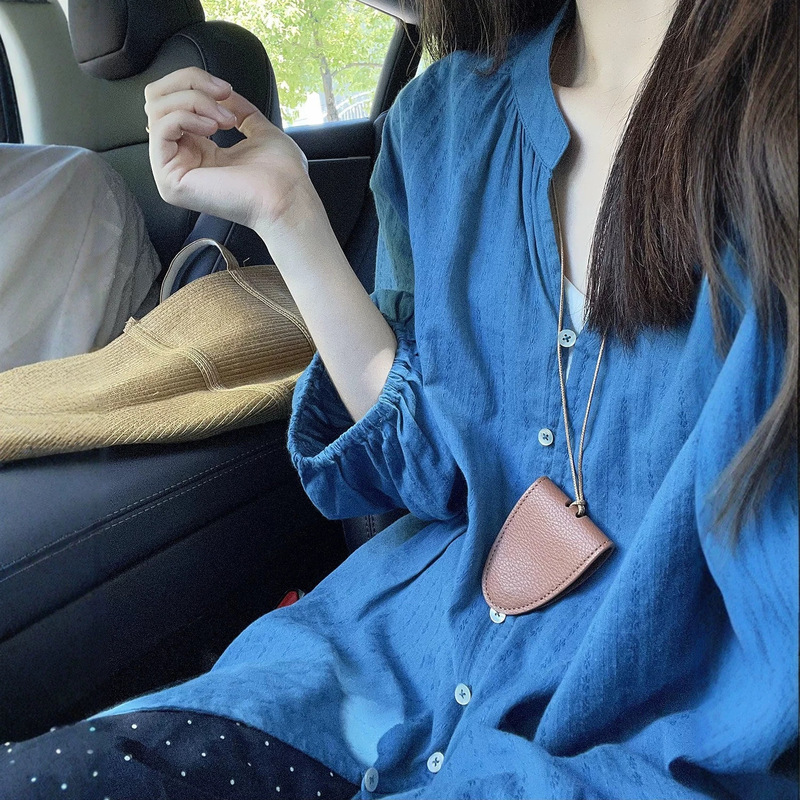 Chao Recommends! Klein Blue V-Neck Shirt for Women, Summer Loose Fit, Slimming, 7/8 Sleeves, Korean Style Sun Protection Top