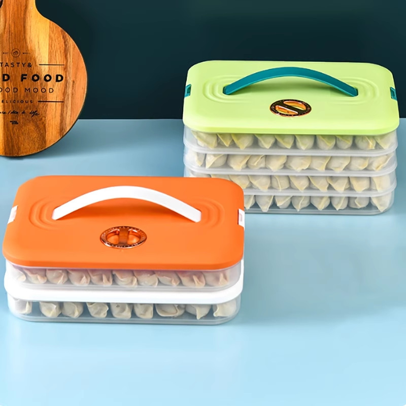餃子箱家庭用食品級冷蔵庫冷凍専用密封保存饅頭急凍多層食品収納箱|undefined