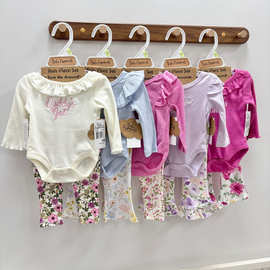 女童分体式三角爬爬服裤子发带袜子4件套可爱洋气亲子装2025新款