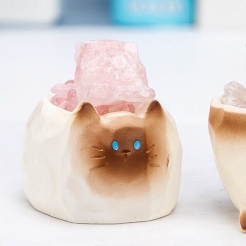 网红同款可猫猫PAI水晶盲盒潮玩树脂工艺品带扩香石寓意摆件直销|undefined