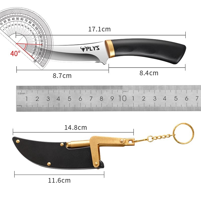 Cuchillo Xuanyuan con cuchillo de acero con funda de cuchillo cuchillo para exteriores Cuchillo para comer carne de Mongolia Cuchillo de carne de mano Cuchillo de fruta Hummingbird D2