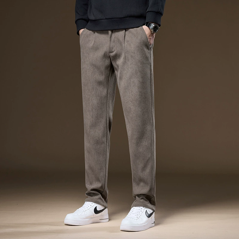 Зимние бархатные толстые вельветовые брюки полужинной талии мужские брюки корейские маленькие брюки бархатные брюки