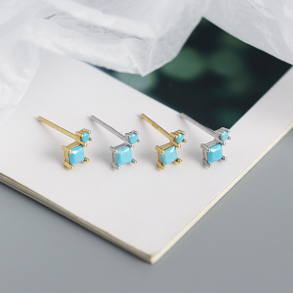 Fashion Geometric Sterling Silver Plating Zircon Ear Studs 1 Pair