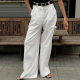 European and American new white high waist trousers cross-border fashion all-match simple casual trousers suit pants loose autumn women's clothing