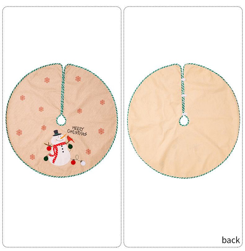 Saia para árvore de natal em linho com patch de boneco de neve_voghion.com