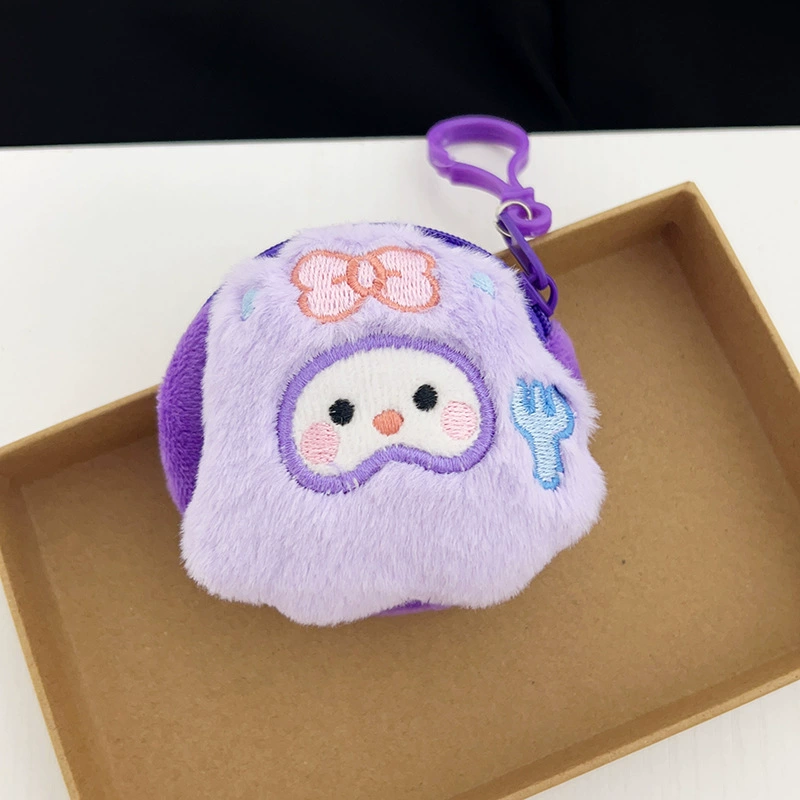 Plush Coin Pouch Keychain, Cute Cartoon Pendant Bag, 8.5×5 cm, Clip-On Organizer