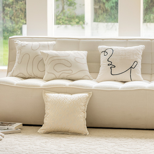 Linen sofa pillow case Nordic ins style modern simple model room living room pillow bedside cushion waist pillow case