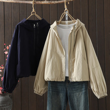 2025年秋装 韩版新款 纯色 拉链连帽女士开衫外套上衣批发潮