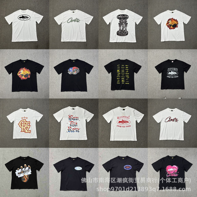 Corteiz American Trendy Brand Cruise Ship Printed Short-Sleeved T-Shirt for Men and Women Street Trendy Loose Couple Round Neck Casual Summer