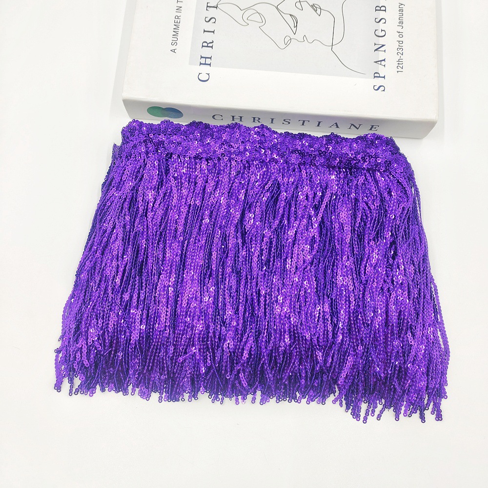 Accesorios de Encaje con Flecos de Lentejuelas Bordadas con Borde de Pico de Montaña de 17 cm y 35 Colores para Disfraces de Danza Latina, Zapatos y Bolsos