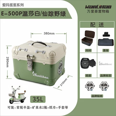 motorcycle rear trunk, universal Motorcycle trunk - dandan-500p-windsor-white-fairy-forest-green-lined-backrest
