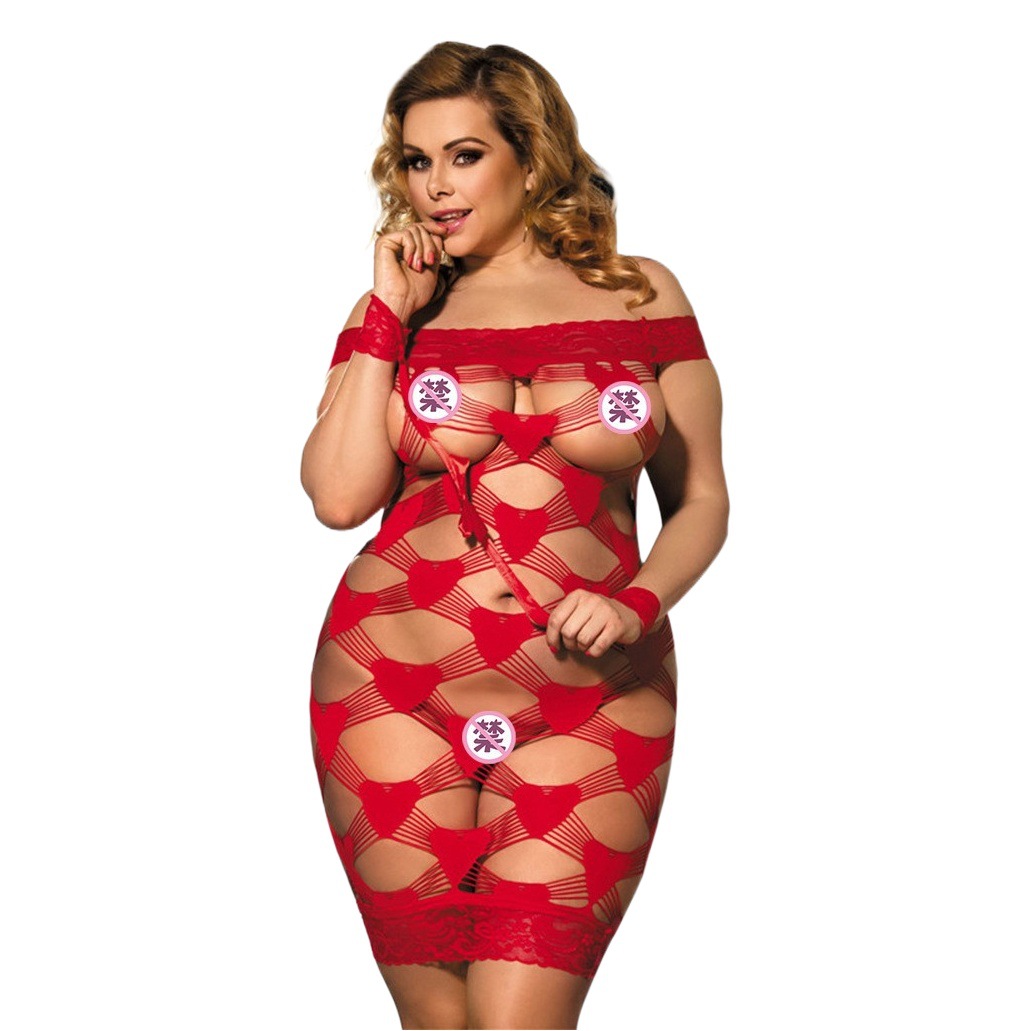 El comercio exterior de Europa y América sexy Pijamas Mujer de encaje vinculante pulsera de malla de una pieza calcetines sexy amor hueco-fuera vaina camisón