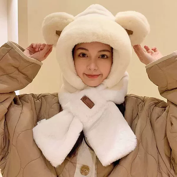 Bear white hat + gloves--(mask-free version)- There is always one that will satisfy you丨warm and beautiful