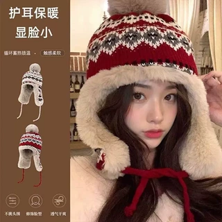 帽子女冬季保暖加厚防风护耳雷锋帽可爱显脸小毛线帽东北旅游防寒