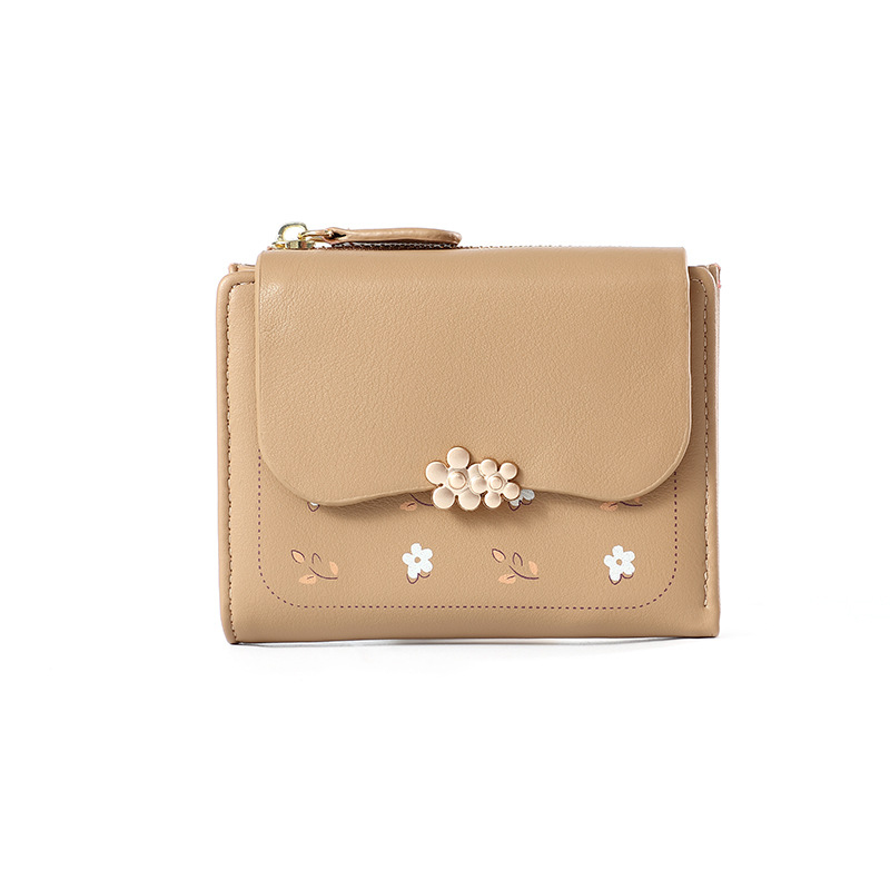 Nueva cartera de las mujeres corto simple impreso titular de la tarjeta 2024 billetera transfronteriza cremallera monedero al por mayor