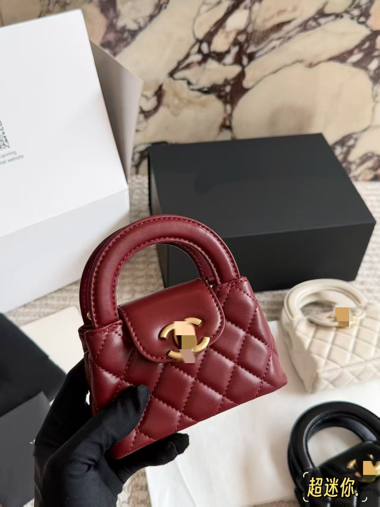 Qadın üçün romb naxışlı zəncir çiyin çantası, mini crossbody
