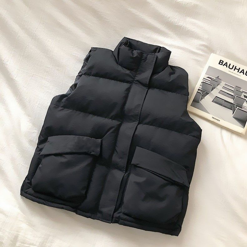 羽绒棉服马甲男女短款秋冬季新款大码宽松百搭背心坎 黑色3XL