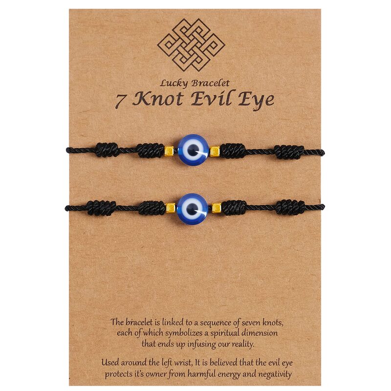 Cross-border Amazon New Evil Eye Blue Eyes Ethnic Style Braided Bracelet Couple Adjustable Simple Hand Rope Jewelry