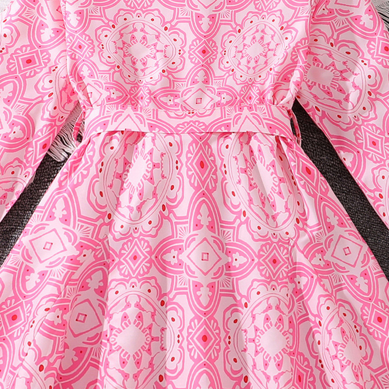 2024 Herbst Neues Produkt Heißer Verkauf Bedrucktes Langarmkleid für Mädchen_voghion.com