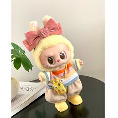 labu娃衣夏季套装多巴胺色可爱条纹T恤套装