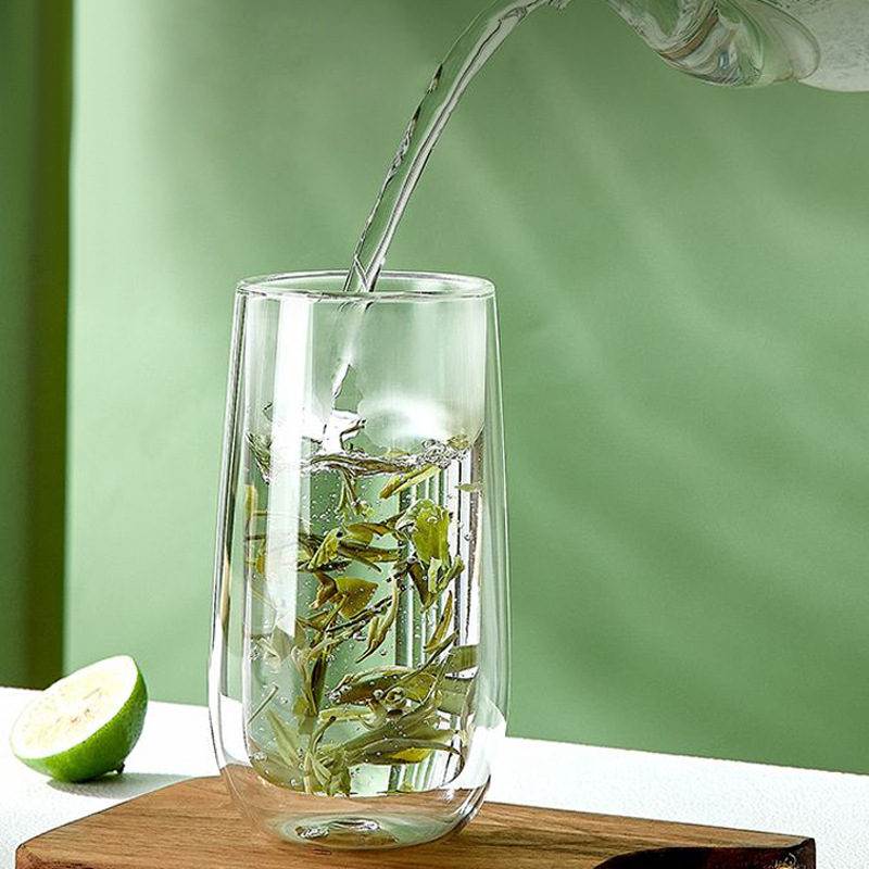 Doble capa de borosilicato taza color vidrio creativo taza de doble capa taza de café taza de leche taza de calor aislamiento color liner