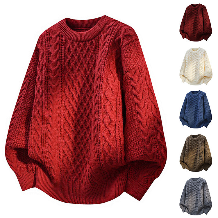 Zodiac Year Red Knitwear Autumn and Winter Men's Lazy High-End Thick Hemp Flower Knitwear Jacket Christmas Foreign Trade Cross-Border Wholesale Zodiac Year Red Knitwear Autumn and Winter Men's Lazy High-End Thick Hemp Flower Knitwear Jacket Christmas Foreign Trade Cross-Border Wholesale