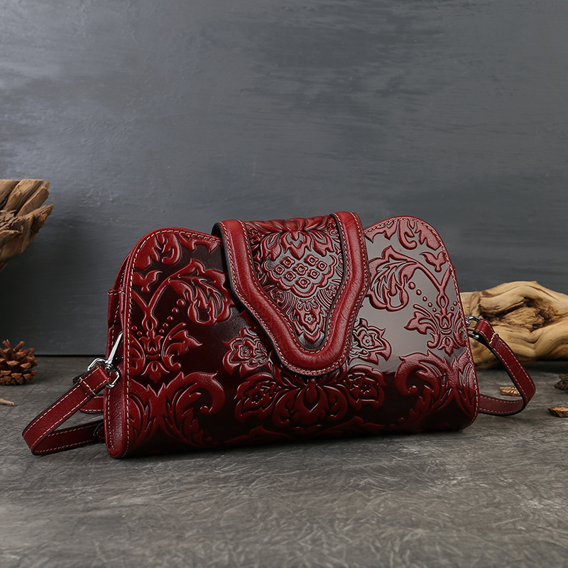 2025 New Retro Embossed Evening Clutch Bag Luxury Genuine Leather Handbag For Evening Gowns And Cheongsam Banquet Underarm Bag - Thumbnail 3