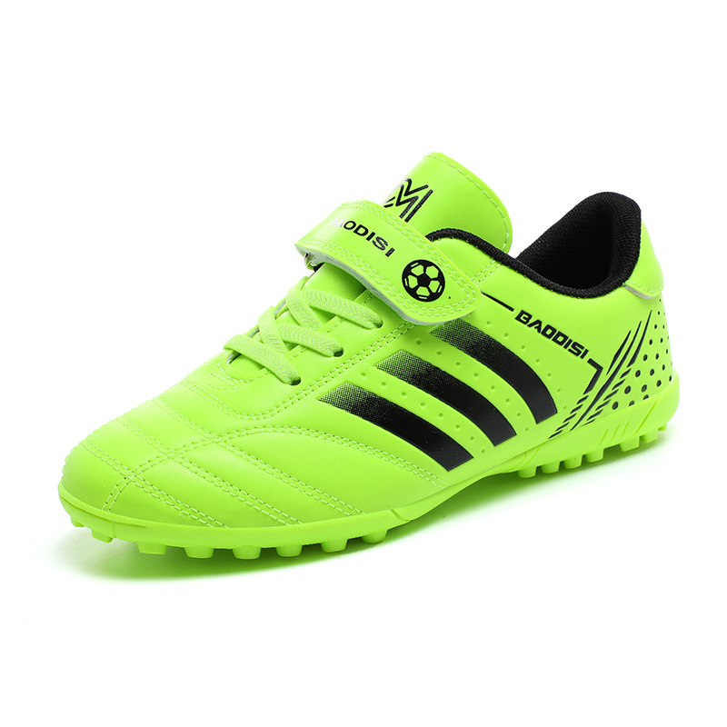 Zapatos de fútbol con hebilla mágica de fábrica zapatos de fútbol transfronterizos de primaria y secundaria para niños zapatos de fútbol transpirables casuales zapatos de entrenamiento de hierba de uñas rotas