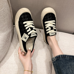 Baotou Half Slippers Women Wholesale New Spring and Summer Outer Wear Old Beijing Cloth Shoes Non-Heeled Women's Cloth Slippers Casual Slippers