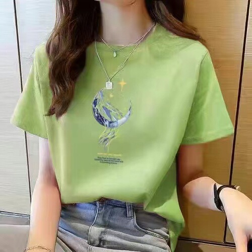 Women's Spring 2025 Loose Casual Matchy T-Shirt for Layering, Starry Sky Dolphin