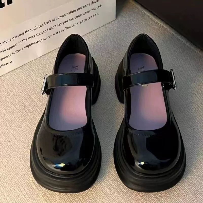 Французские туфли на высоком каблуке ретро маленькие кожаные туфли женские весна и лето 2023 новая бабочка с застежкой корейская версия Mary Jin