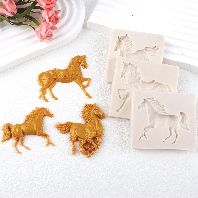 Horse de guerra molde de silicona silla de montar molde de chocolate pastel de arcilla ultra ligera para hornear