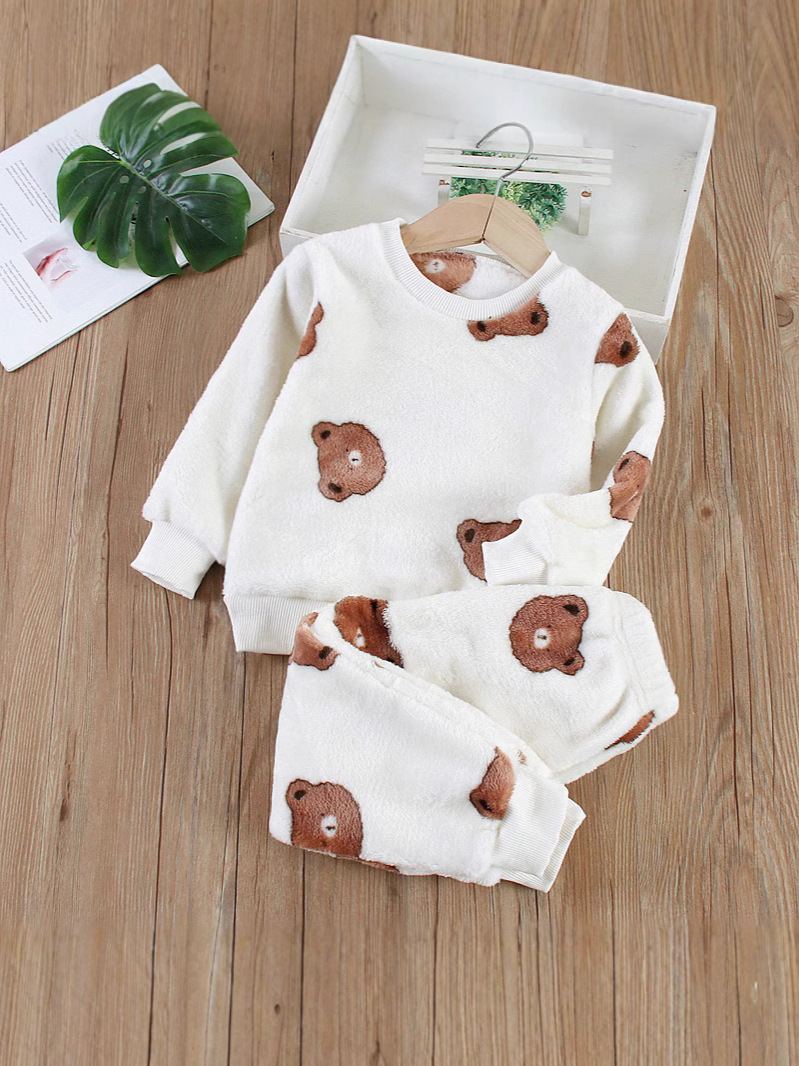 Pijamas de invierno para bebés pijamas de niños niños ropa de franela para el hogar invierno engrosado otoño niñas dos piezas