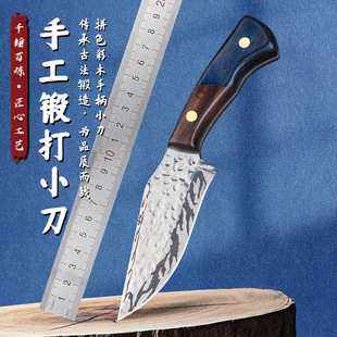 New Product Recommendation: Handmade Mirror Forged Knife, Colored Wood Handle, Silver Meat Cutting Knife with Leather Cover, Household Fruit Knife