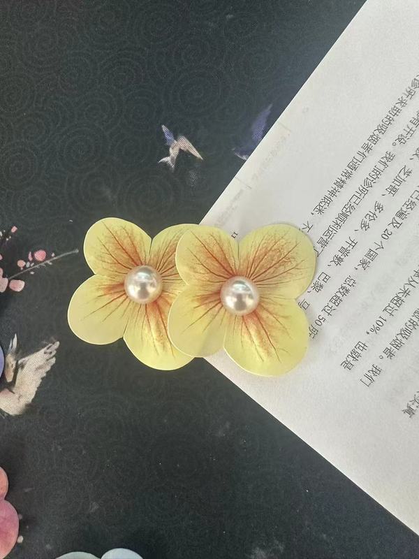 发卡刘海网纱大森系欧根纱花朵发夹女高颜值超仙ins风边夹春夏度|undefined